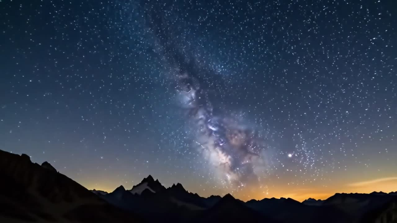 Cosmic beauty unfolds in a stunning display as the Milky Way illuminates the night sky above towering mountains. A breathtaking experience for astronomy enthusiasts and nature lovers alike.