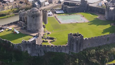 pembroke castle view in the city of wales, uk