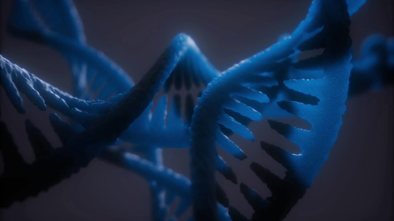 Exploring the intricate structure of dna in vivid blue hues for science