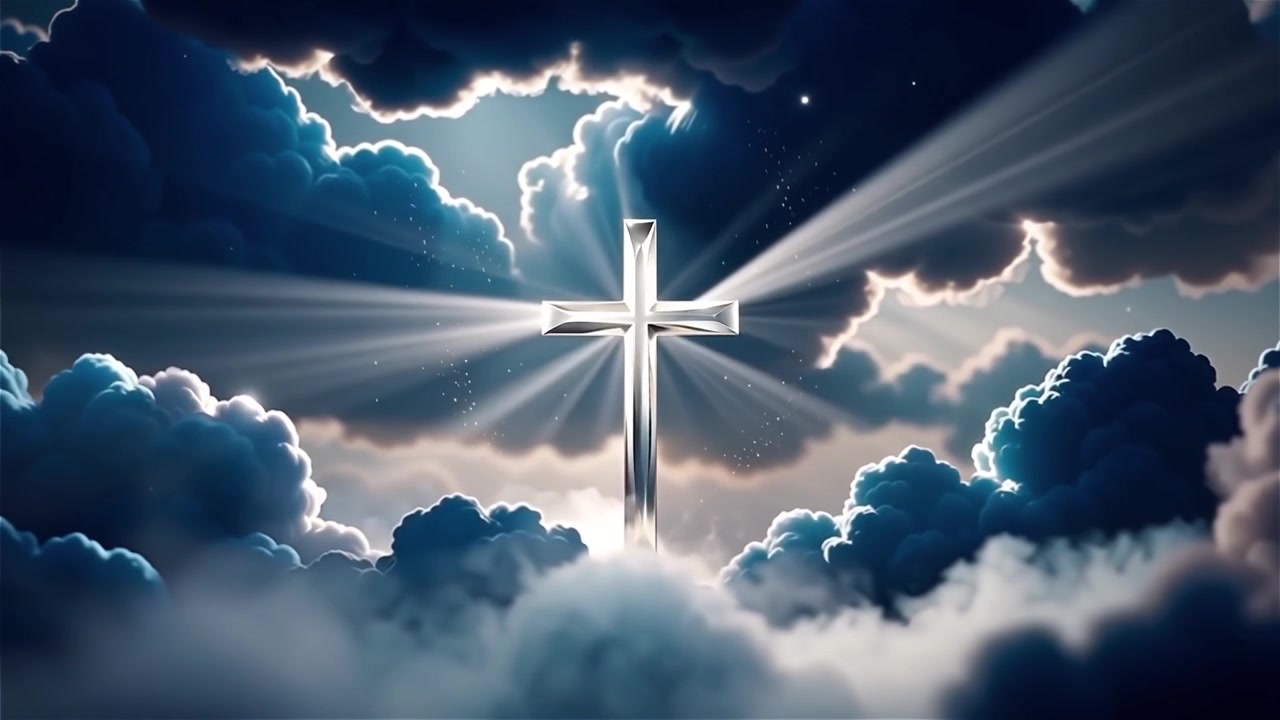 Christian Cross Heavenly Light Worship Background