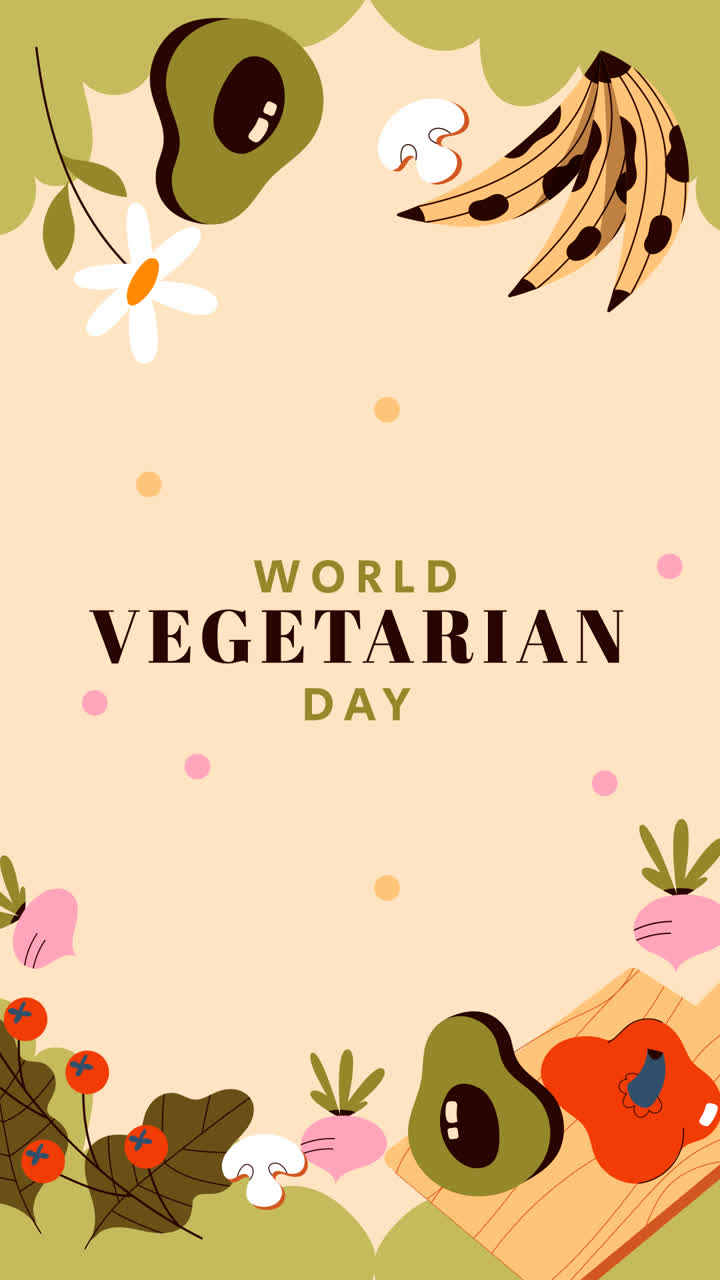 una animación de fondo plano para el día vegetariano mundial