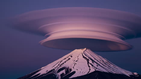 mount fuji with a lenticular cloud