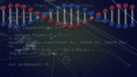 animación de las estadísticas y procesamiento de datos a través de una red de conexiones