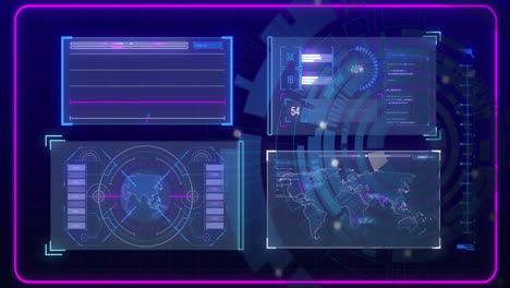 animación de escaneo de alcance con procesamiento de datos en fondo azul