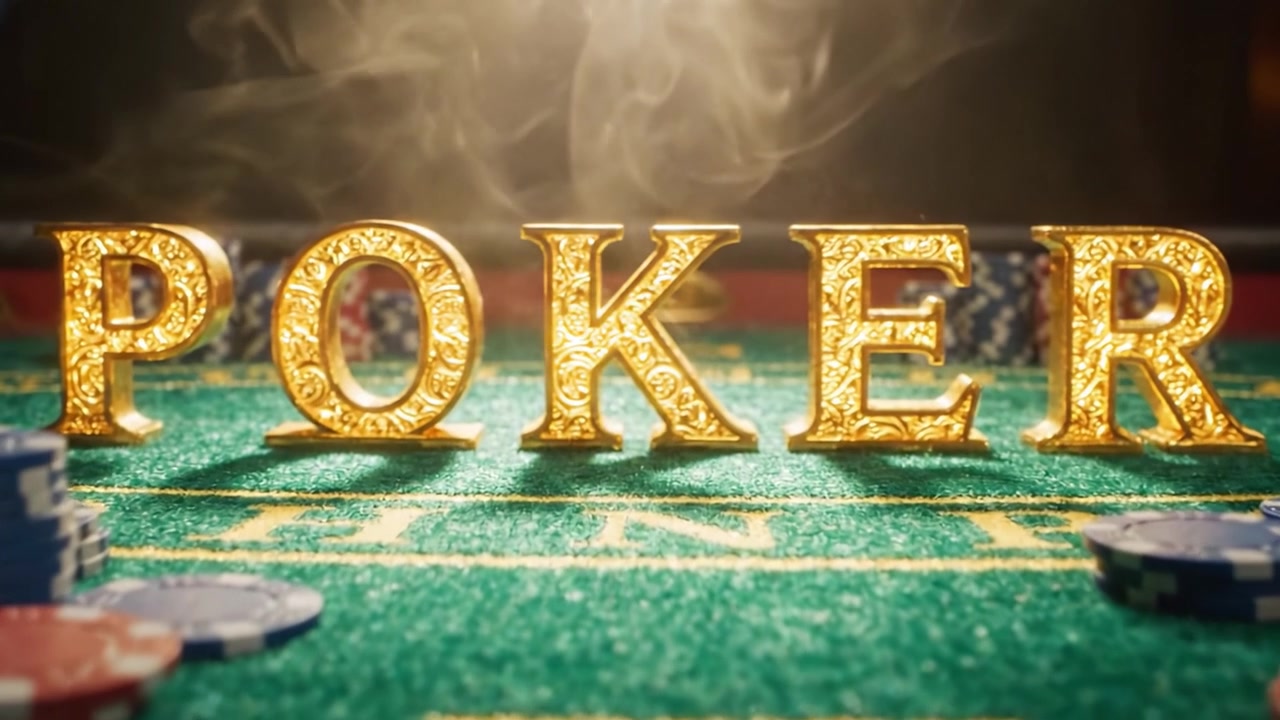 A Captivating Table Scene Showcasing Poker Chips and Golden Letters on a Lush Green Felt Surface, Perfect for High Stakes Gaming Enthusiasts