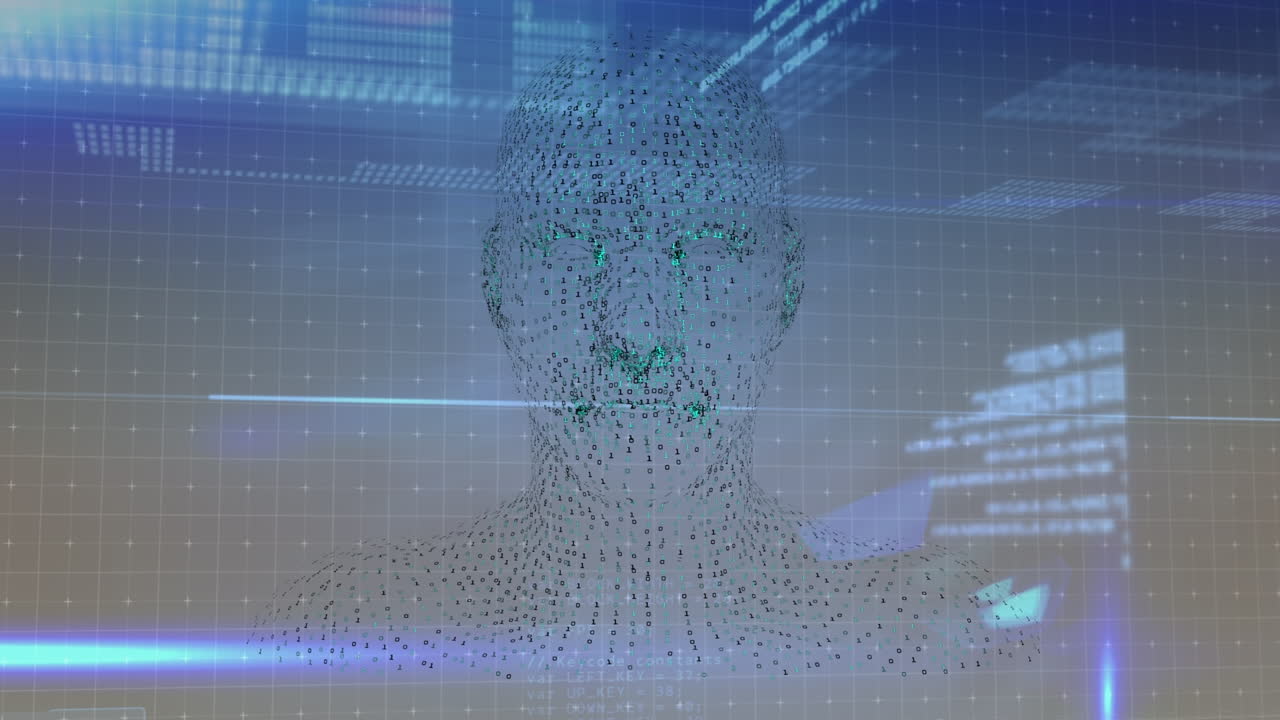 Animation of data processing over digital human