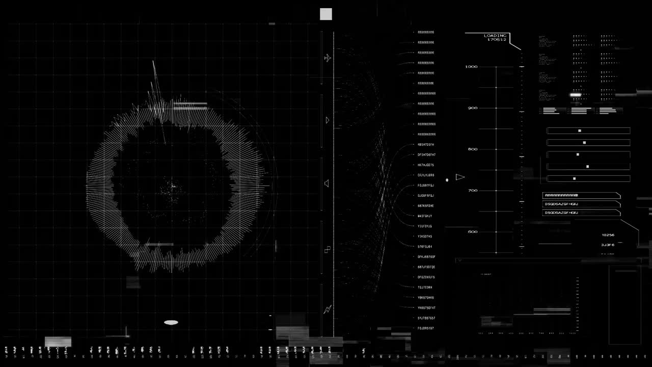 Animation of data processing over black background