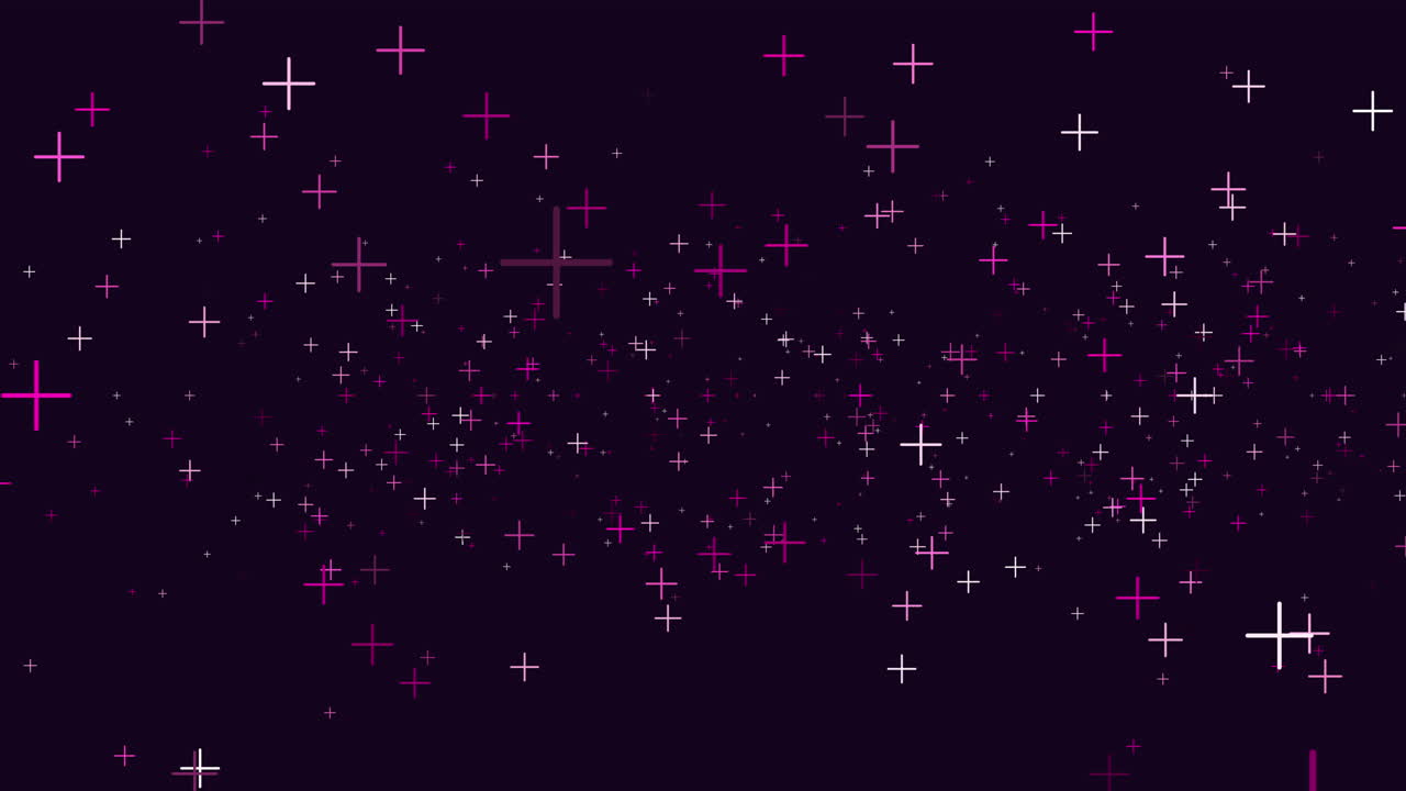 A dark background with vibrant red crosses forming a star-like pattern resembling stars in the night sky