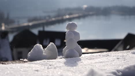 Snowman-Exploding-into-Pieces,-Slow-Motion