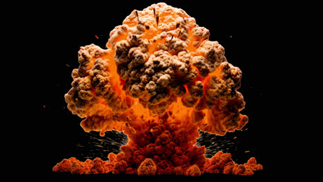 fiery explosion with billowing smoke animation isolated asset, transparent 4k video, alpha channel