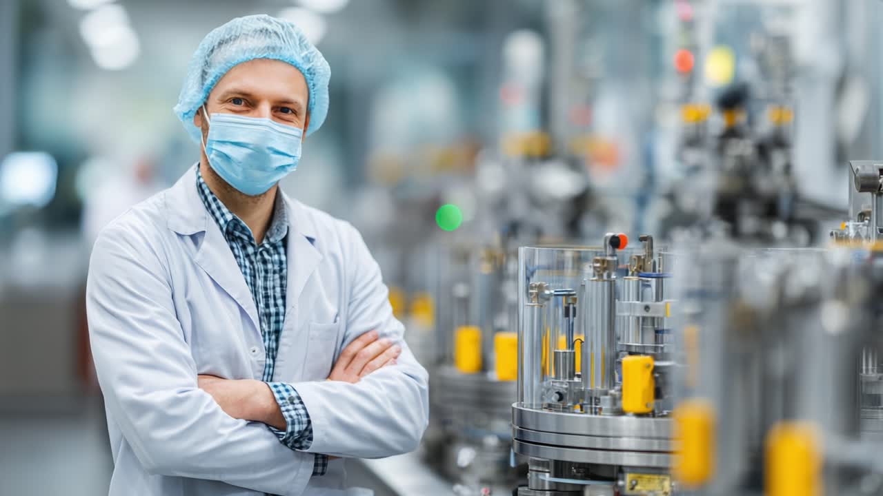 Un técnico cualificado con equipo de protección supervisa procesos de fabricación avanzados en una instalación de producción moderna con precisión y cuidado