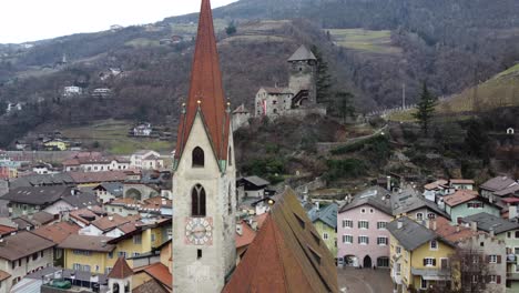 Aerial-view-of-the-city-of-Brixen,-South-Tyrol,-Italy