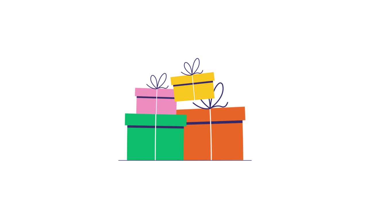 Animated Colorful Gift Boxes Falling and Stacking