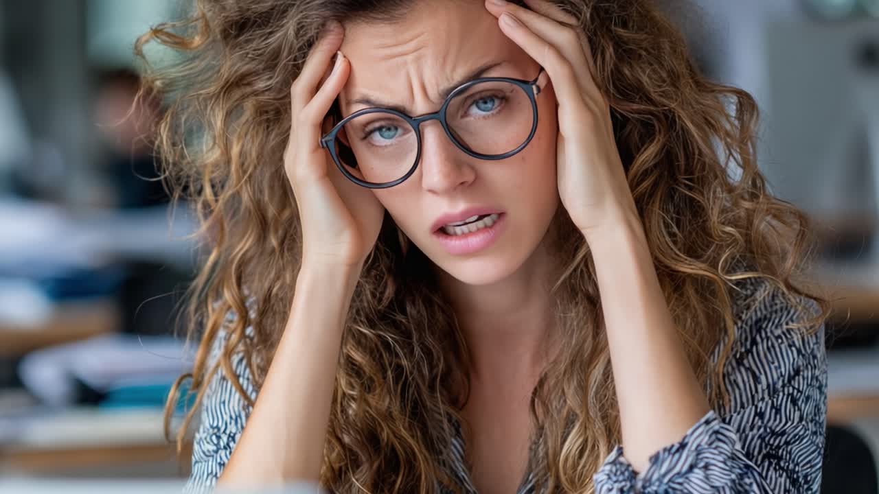 Un individuo stressato supera le sfide in un ambiente di lavoro frenetico, faticando a mantenere la concentrazione mentre affronta pressione e ansia durante la sua giornata lavorativa