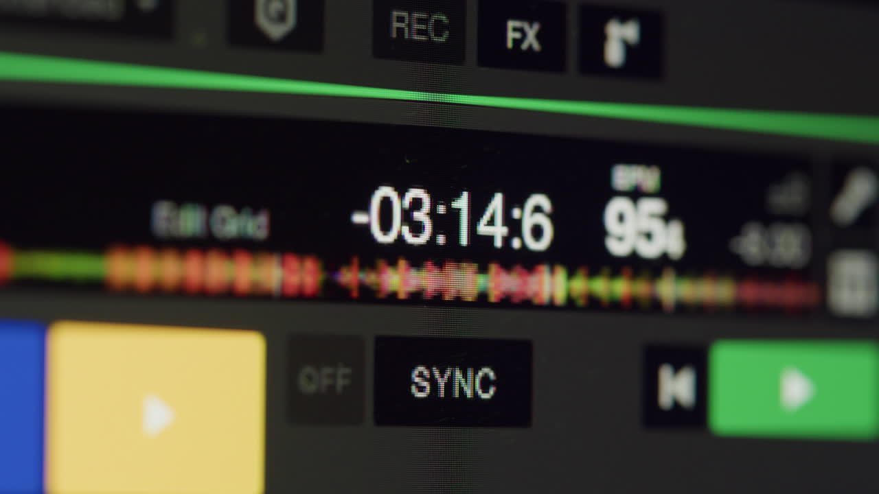 DJ with headphones and sunglasses playing music on festival in night club. Techno musician performing at nightclub for concert crowd of people, city bar.