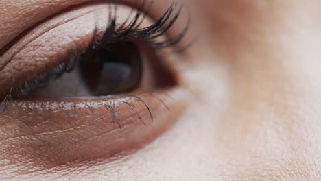 primer plano del ojo de una mujer biracial con luz oscura, cámara lenta