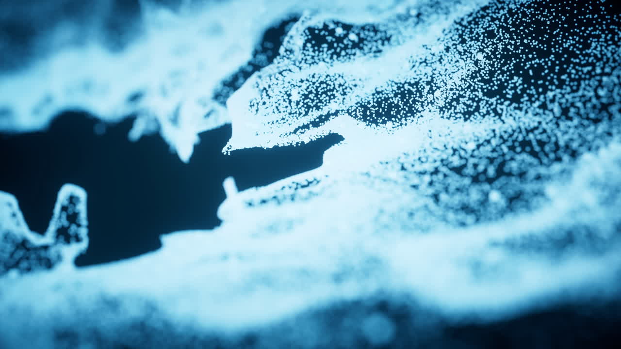 파동 패턴을 가진 추상적인 입자, 3d 렌더링