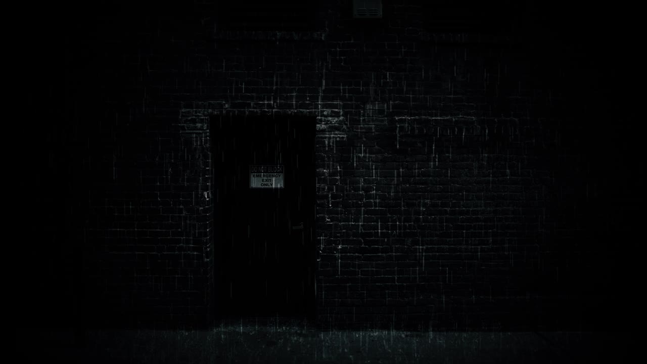 Raining Urban City Brick Building Background Loop at Night