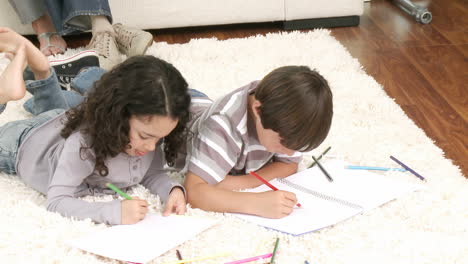 children painting in livingroom