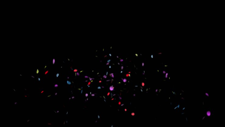 thundering colorful confetti on a black background