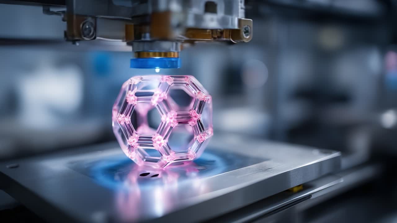 A High-Tech Manufacturing Process Showcasing a 3D Printer Creating a Stunning Pink Honeycomb Structure with Cutting-Edge Precision and Design Expertise