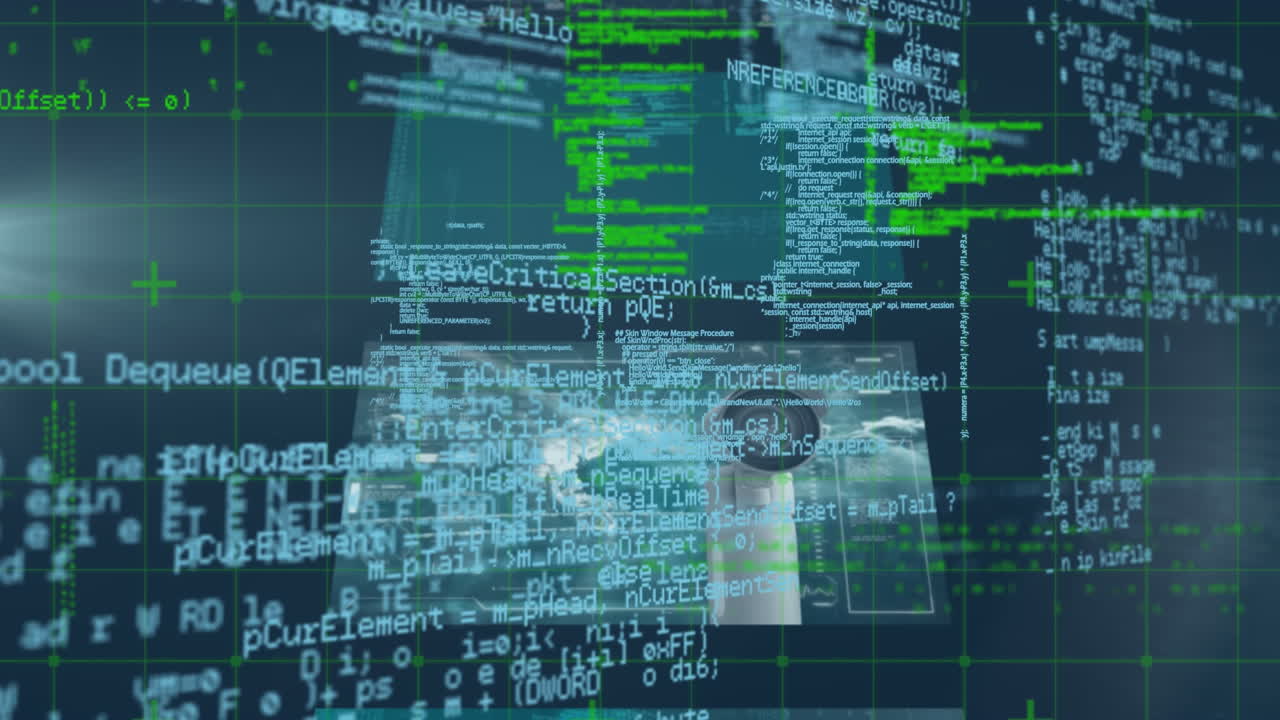 animación del procesamiento de datos y redes de conexiones sobre molienda