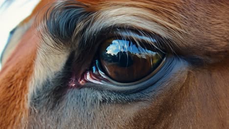 close up of a brown horse eye