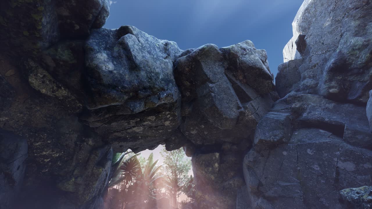 luz del sol dentro de una cueva misteriosa