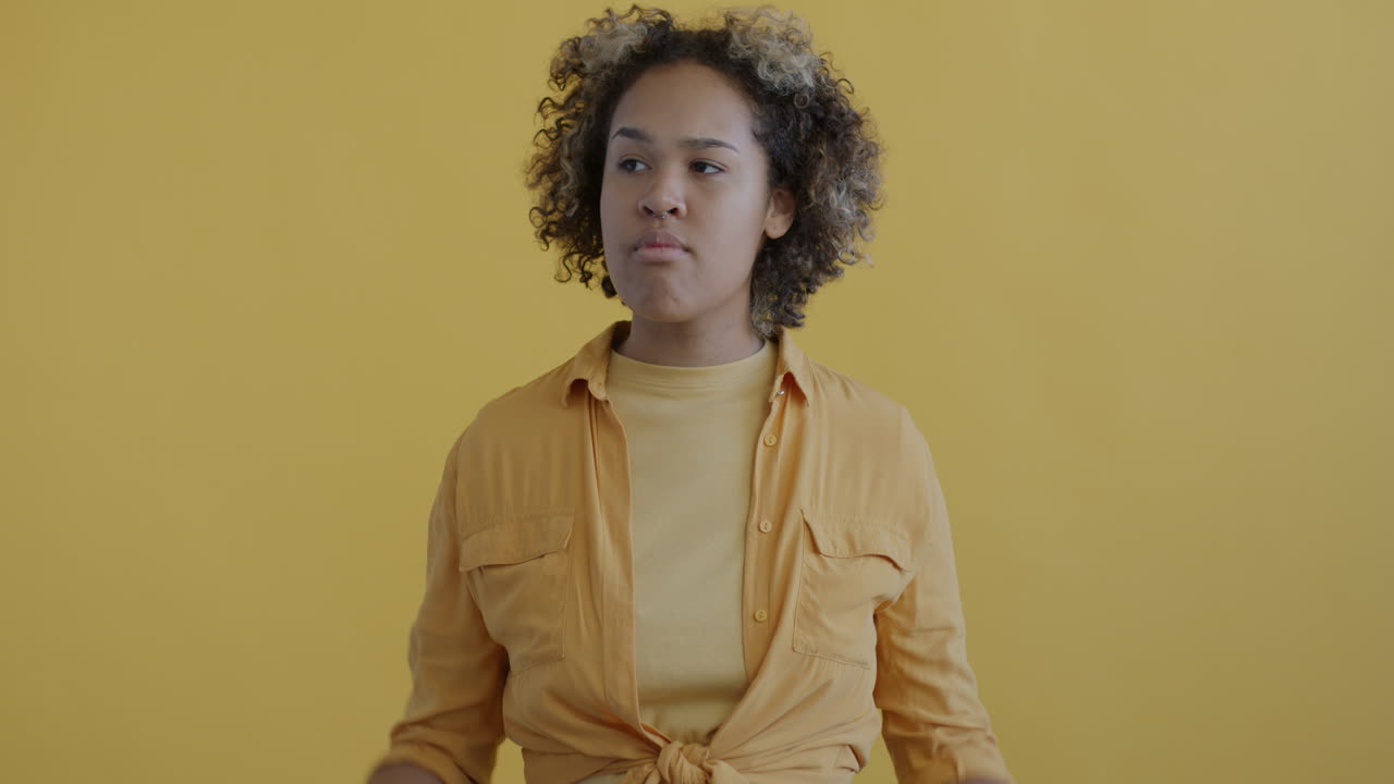 Woman with Expressions of Discomfort and Anger