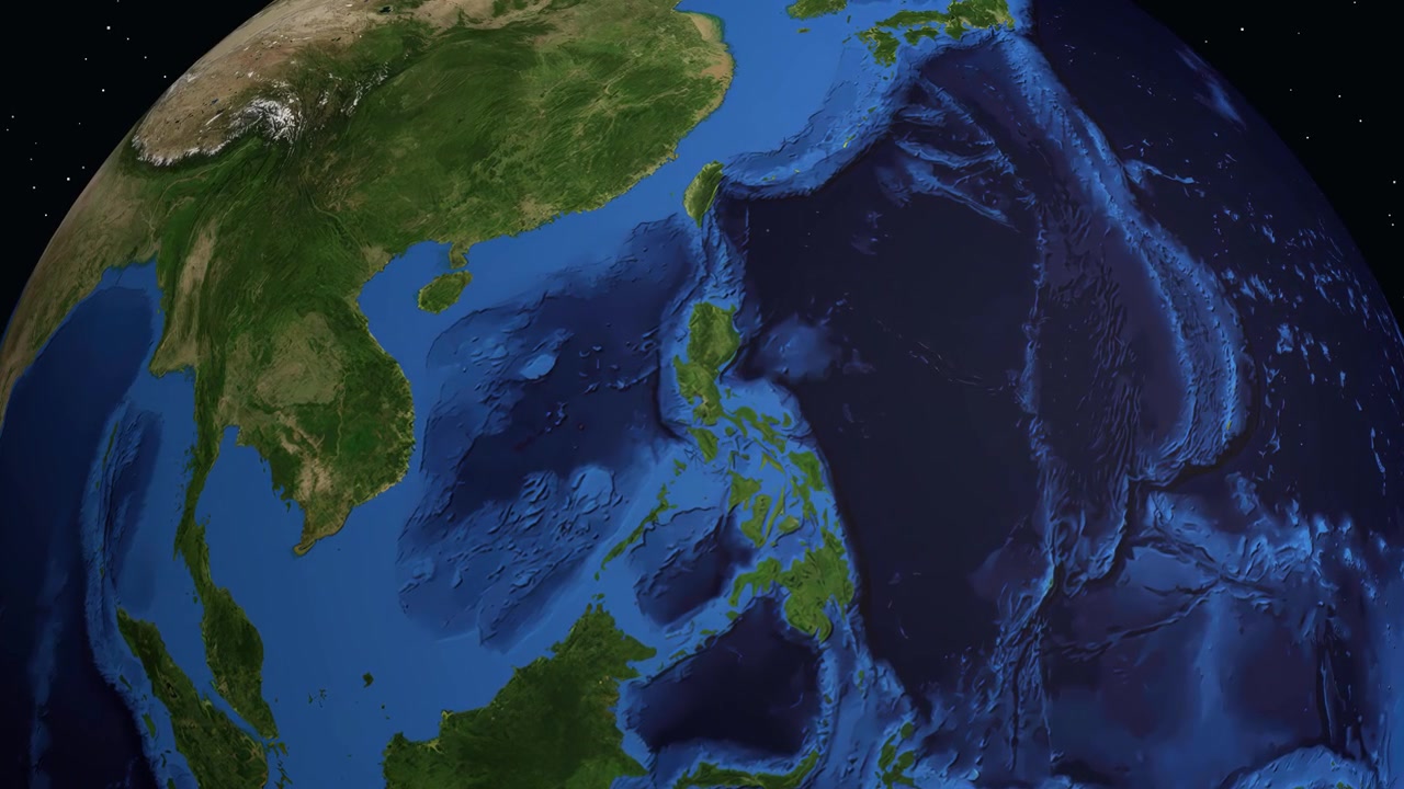 3D glóbus rotuje a přibližuje se k Bulacanu na Filipínách, zobrazuje regionální data a značky polohy.