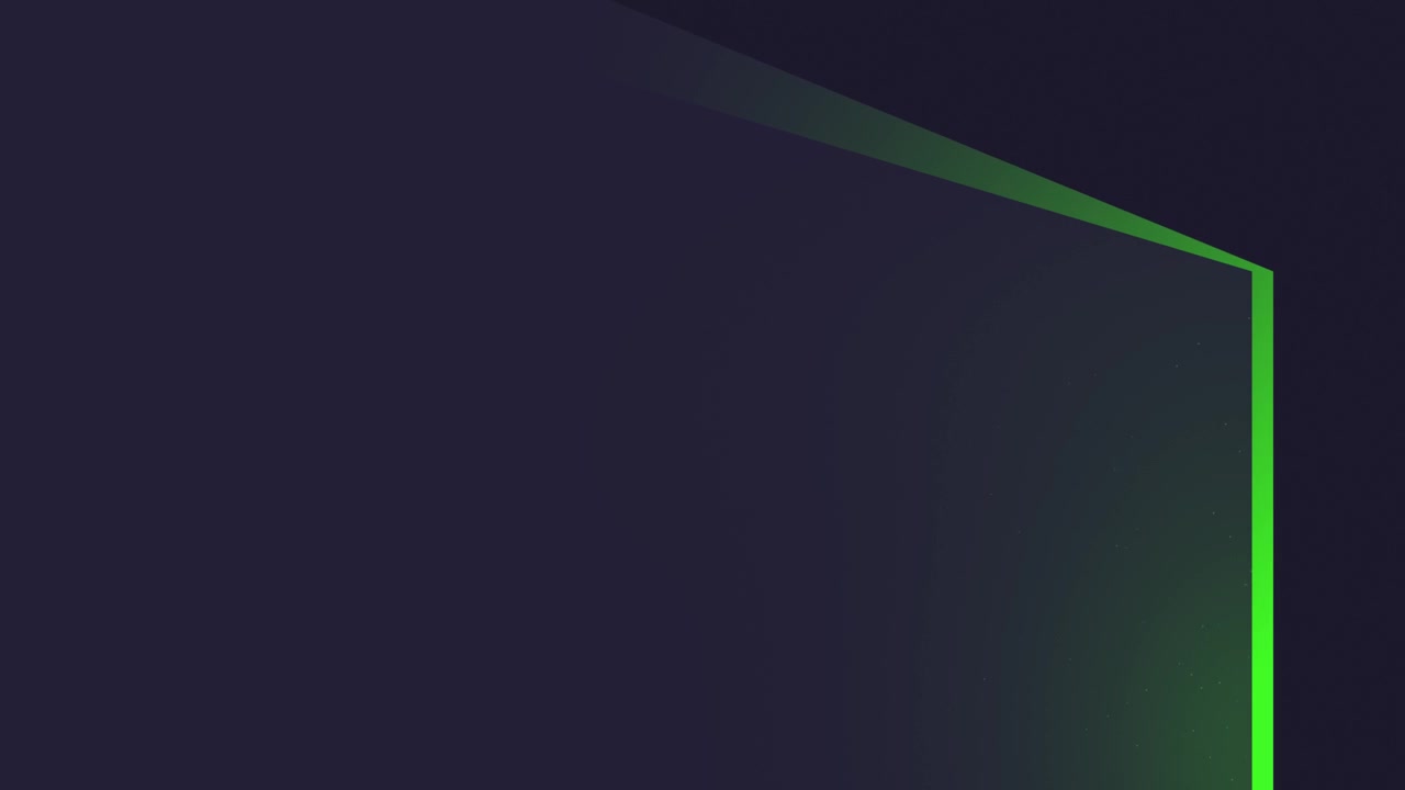 Raggio di luce verde digitale che si muove su sfondo scuro