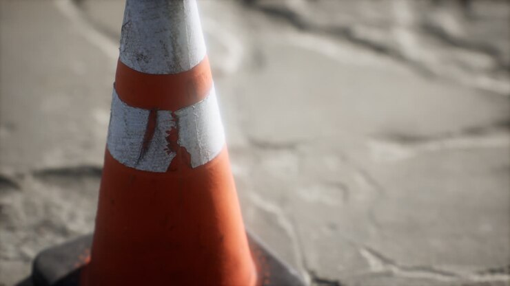 cono di traffico a righe arancione e bianco