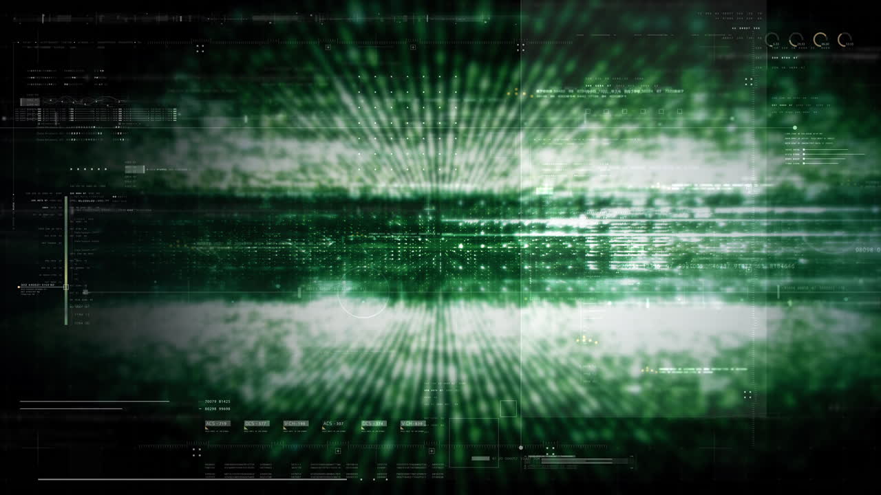 Futuristic screen display matrix, hi-tech digital data telemetry with encrypted numbers, display dynamic background for computer desktop screen display format