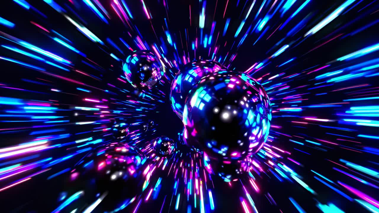 Abstract Futuristic Neon Spheres