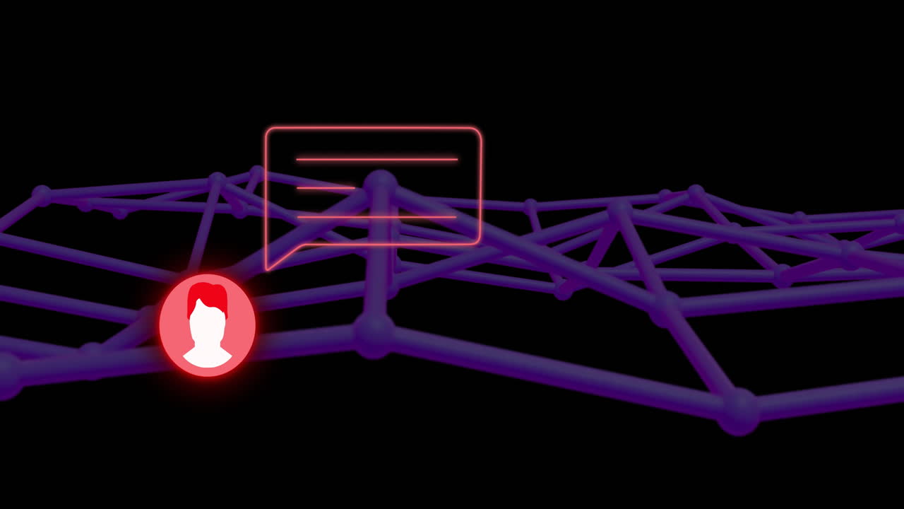 сетевые соединения и анимация профиля пользователя на темном фоне