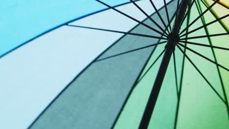 Spinning-a-rainbow-umbrella-from-underneath-slow-motion