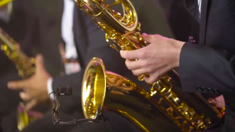 saxophonists in a jazz band