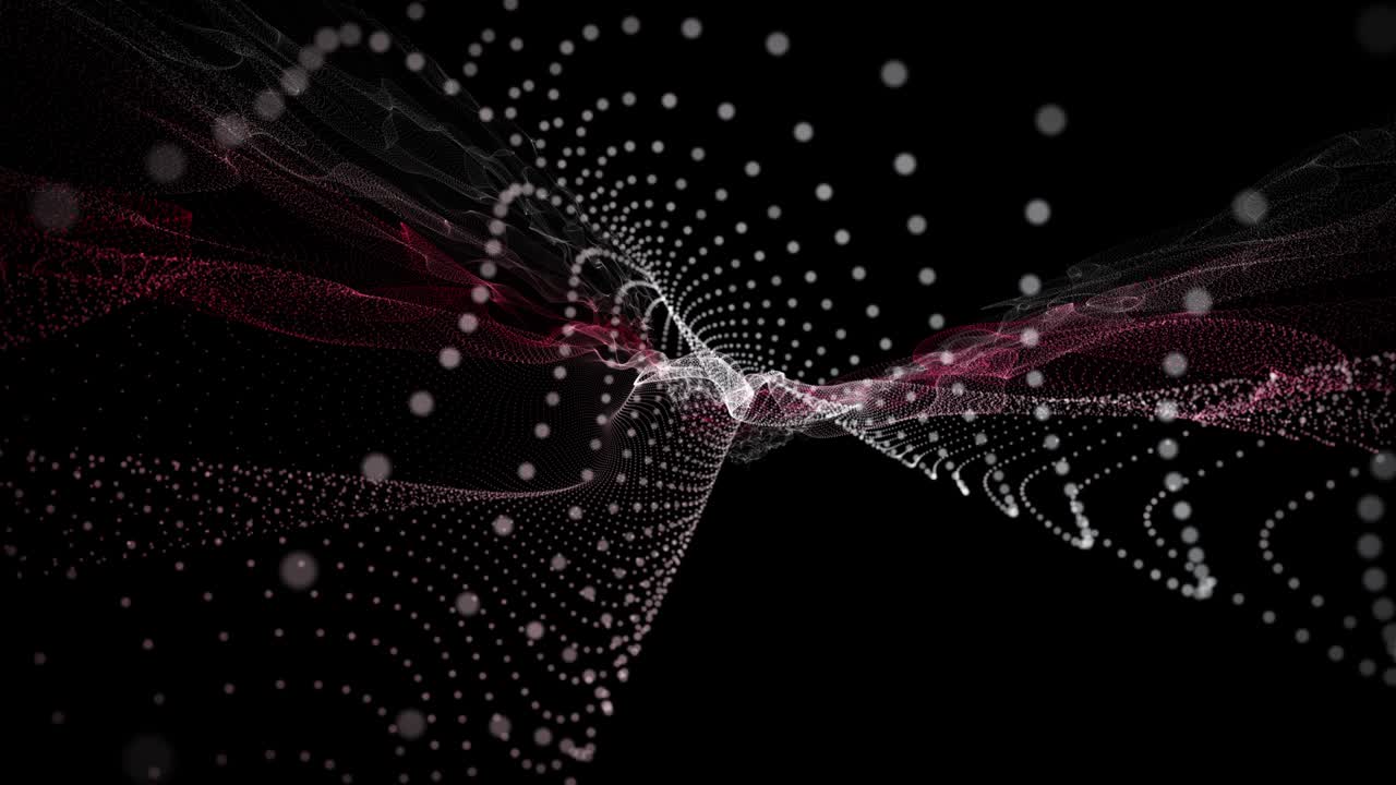 Futuristic animation with particle wave object in slow motion, 4096x2304 loop 4K