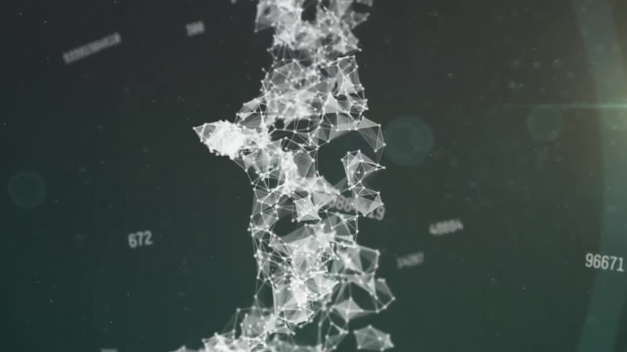 연결 네트워크와 녹색 배경에 대한 빛의 점에 대해 여러 번 변경되는 숫자