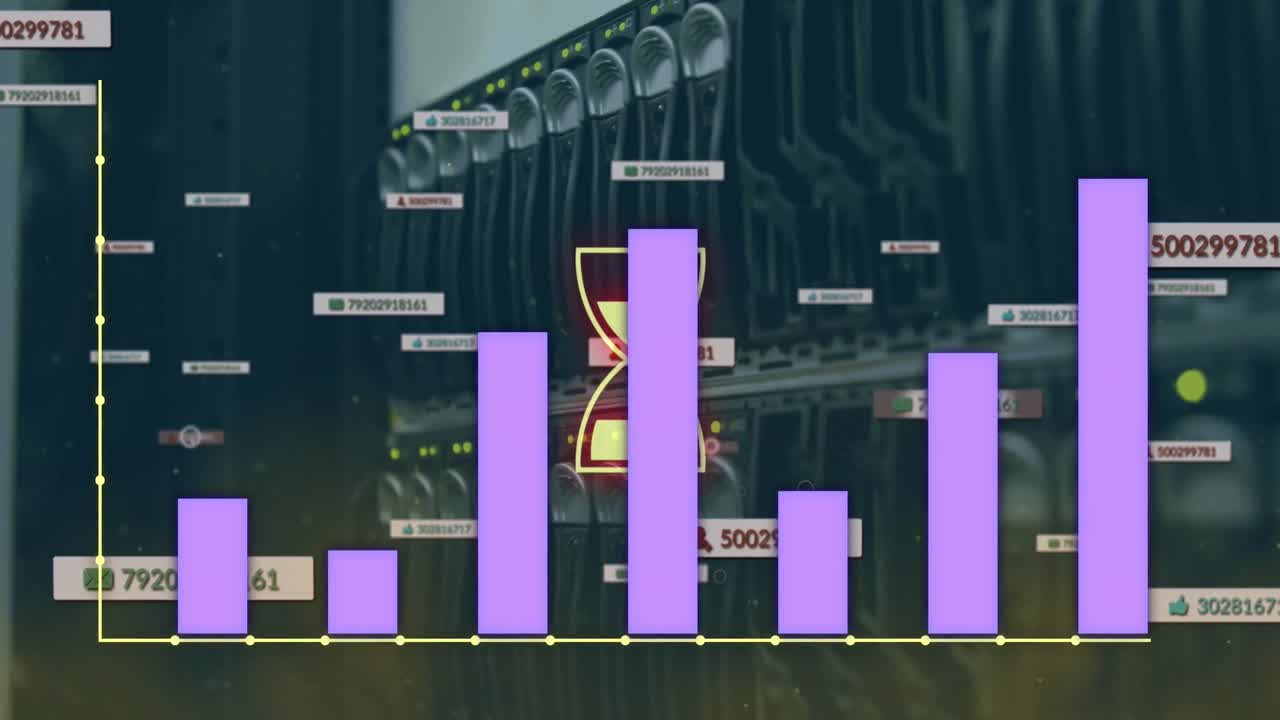 animación de gráficos y reloj de arena sobre servidores