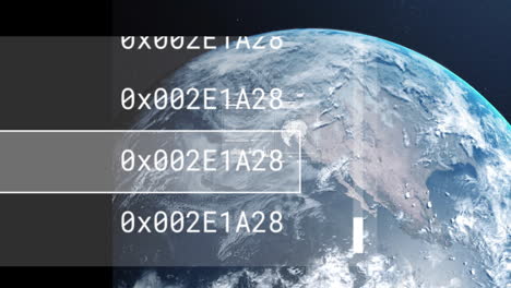 Animación-Del-Procesamiento-De-Datos-Digitales-Sobre-El-Globo-Sobre-Fondo-Oscuro