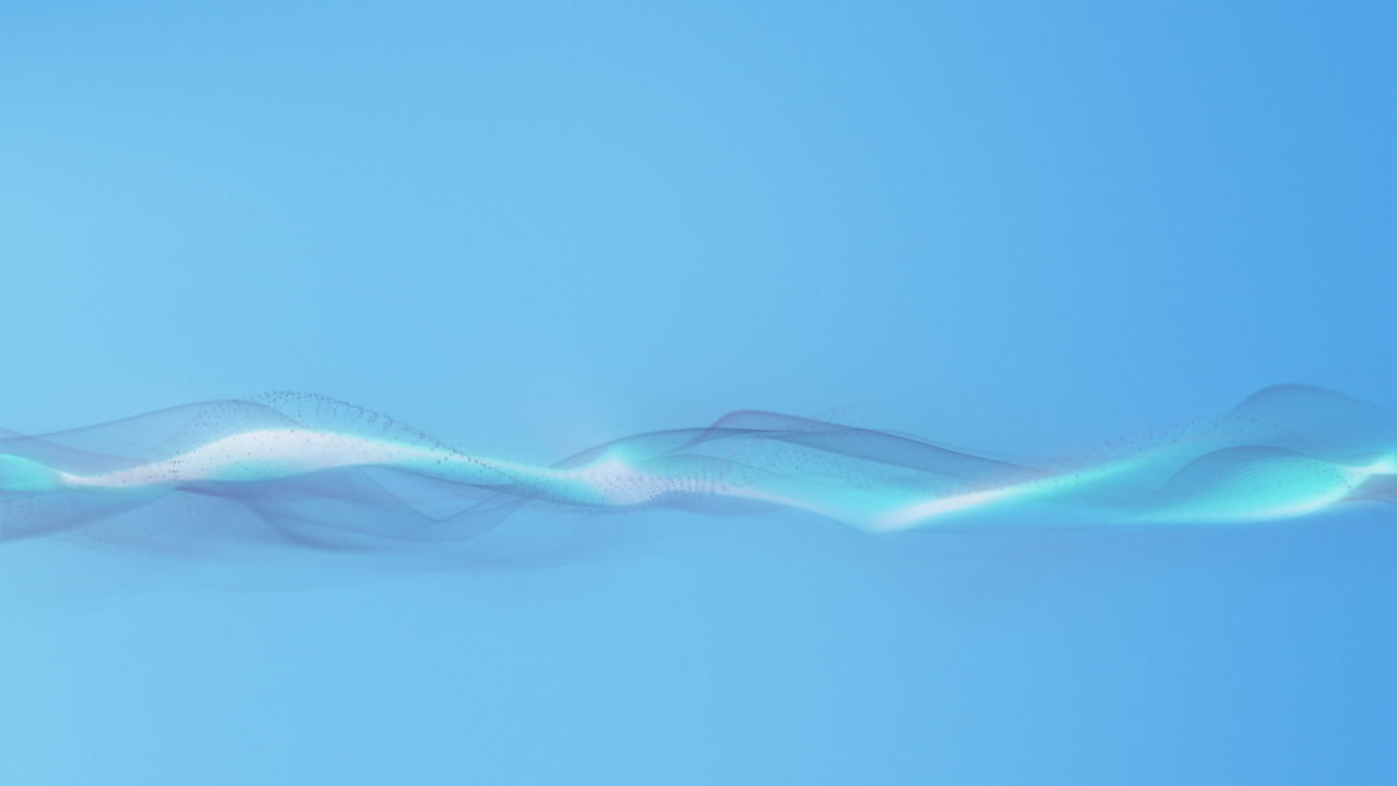 Dynamic Glowing Wave Line on Clean Blue Backdrop