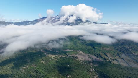 aerial view, clouds over osorno volcano. pedestal down