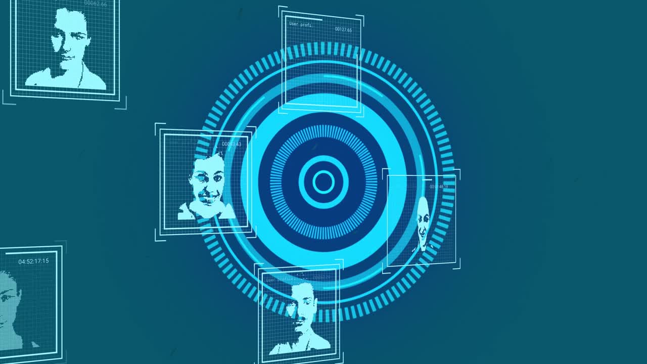 animación del círculo de procesamiento sobre los iconos de usuario en fondo verde