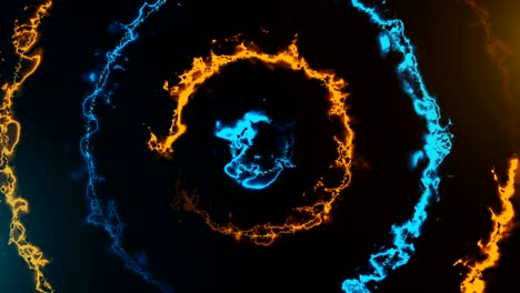 redonda de energía de túnel con efecto de llama, fondo de renderización 3d abstracto moderno, generado por computadora