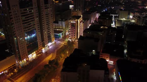 aerial view of a city at night