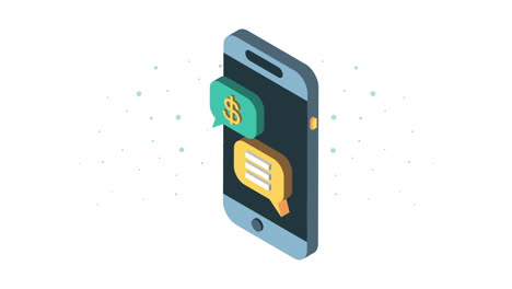 smartphone with financial chat animation