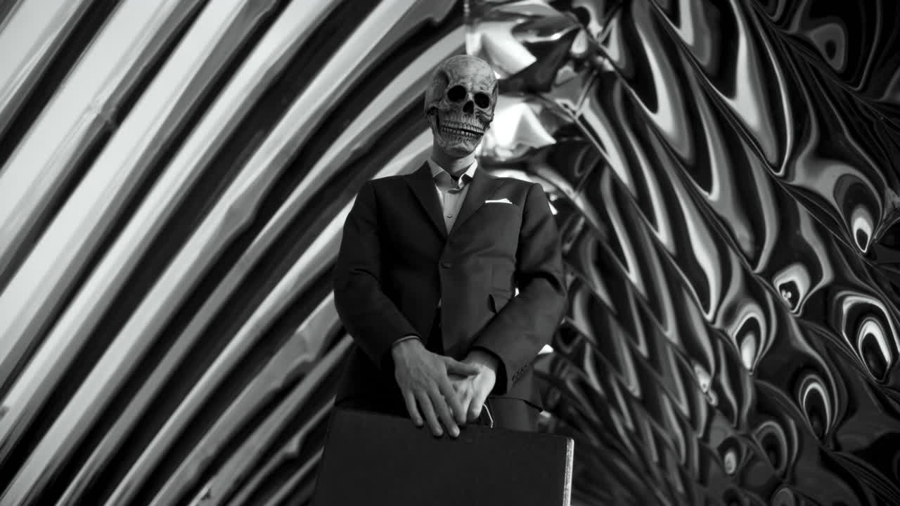 Businessman with Skull Mask