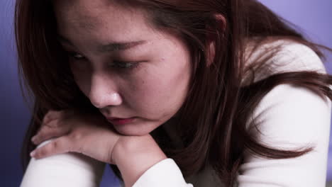 Woman-portrait-with-problem-of-depression-emotion-sad-alone-on-purple-background-3