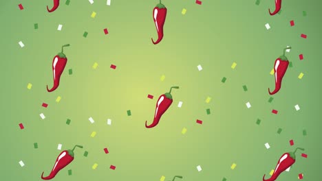 pimientos mexicanos y patrón de confeti